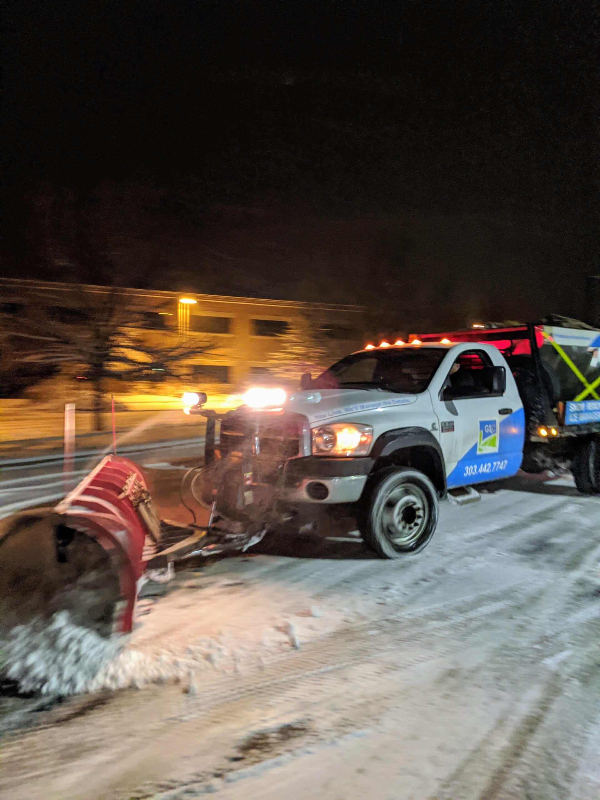 snow Plow night Boulder, CO Snow Removal Company